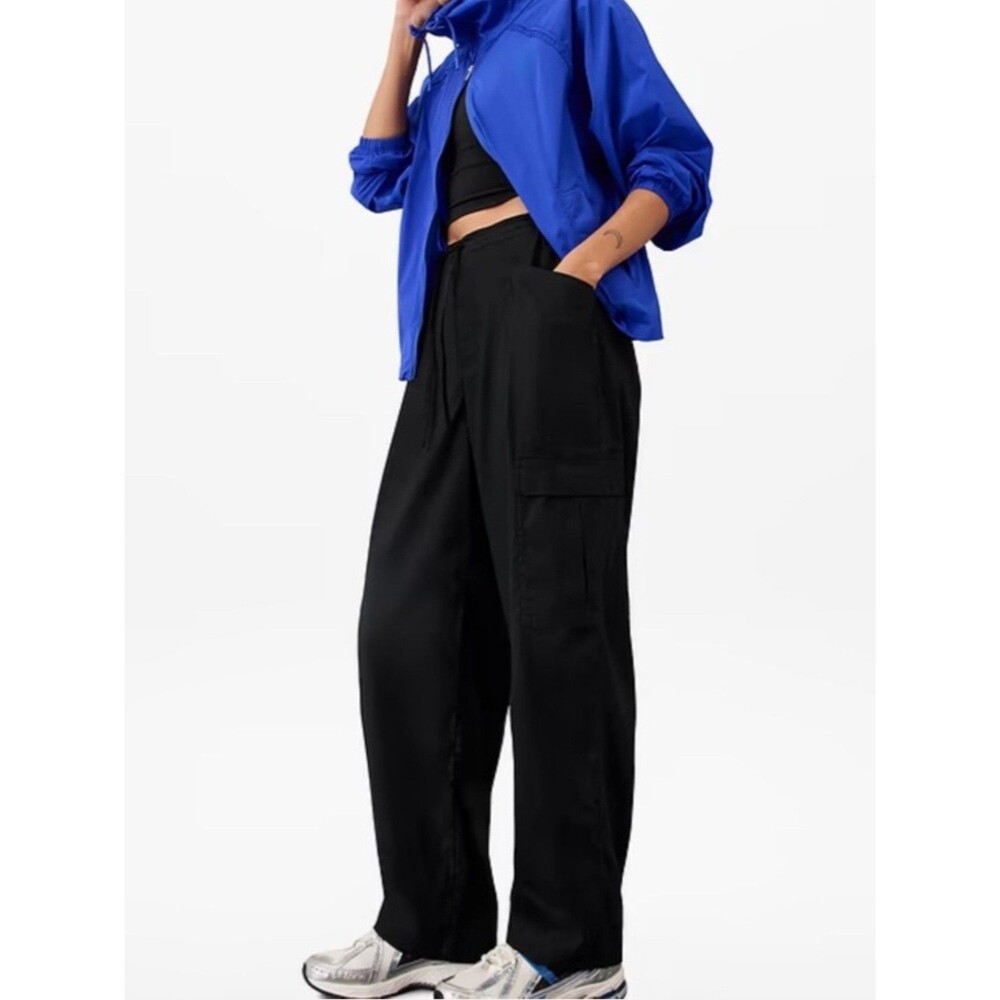 Athleta Paradise Straight Leg Cargo Pant-Black-Size M-NWT Linen Wide Leg Womens